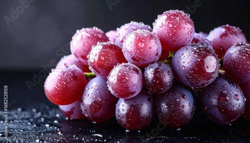 Wallpaper Mural Fresh Red Grapes with Water Droplets on Dark Background Torontodigital.ca