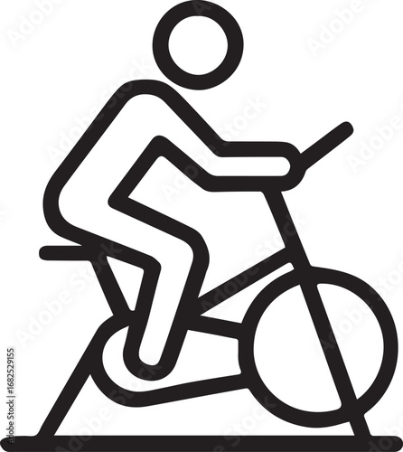  Cycling on stationary bike line vector icon