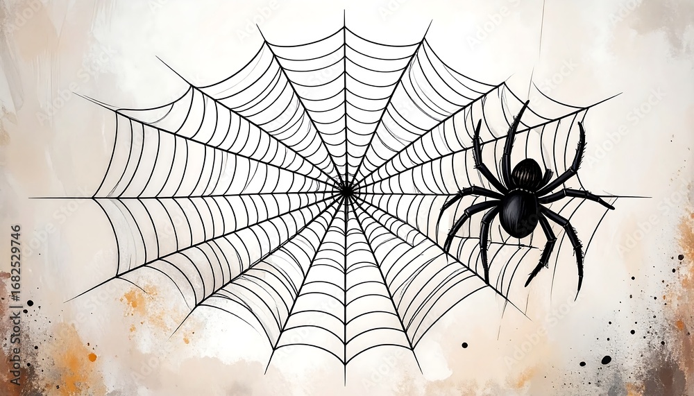 Obraz premium Spider on web, grunge background