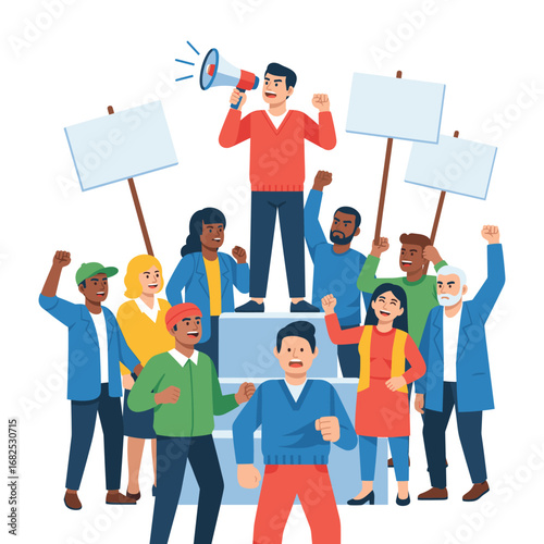 Protest Crowd Flat Style Design
