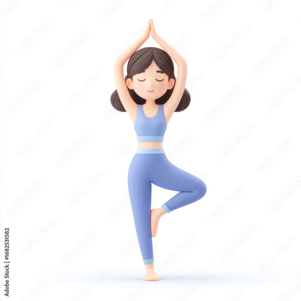 Fototapeta premium Cartoon characters doing yoga
