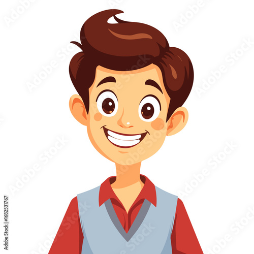 Happy teenage boy smiling while wearing a sweater vest  