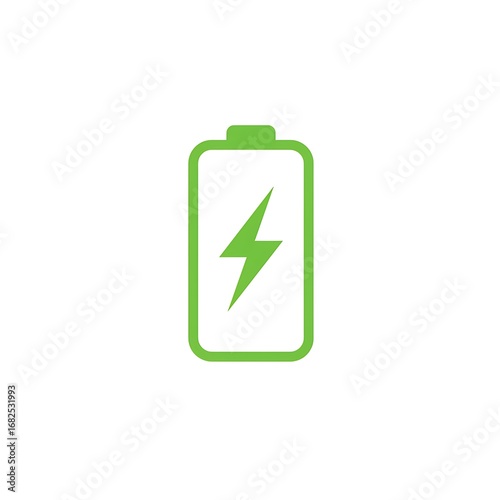 A green battery icon with a lightning bolt symbol indicating a full charge, set against a white background.