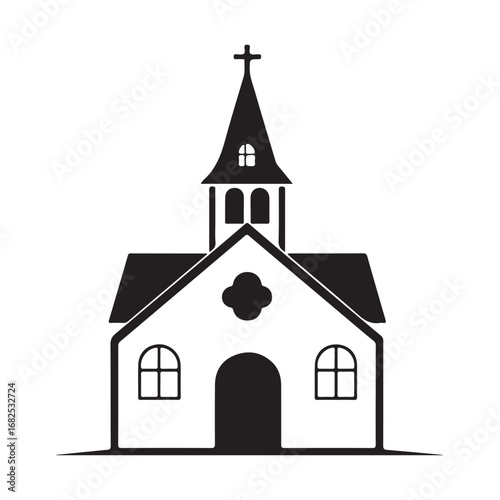 minimalist church icon logo line art silhouette vector illustration 