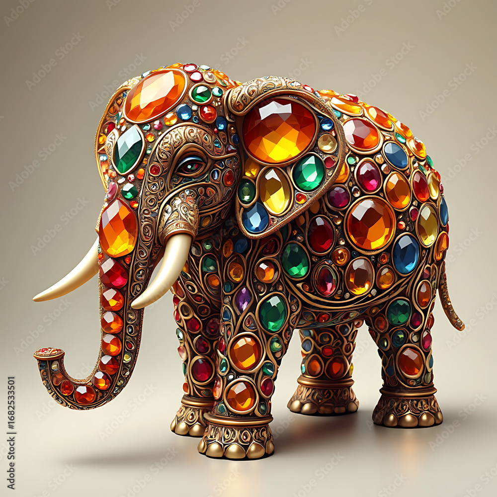 Obraz premium Jeweled Elephant Adorned with Gems A Symbol of Opulence