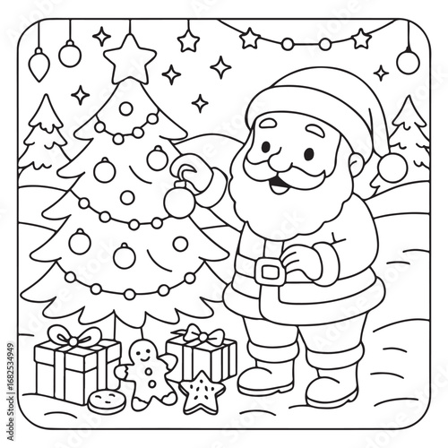 Christmas Coloring Pages Bundle, Christmas Coloring Book Pages, Kids, Adults, Teens, Black and white Drawing, Line Art, Vector Illustration, bold and easy, Coloring book, Coloring Pages, 