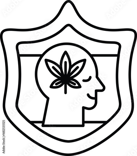 A man's head is surrounded by a leafy green plant