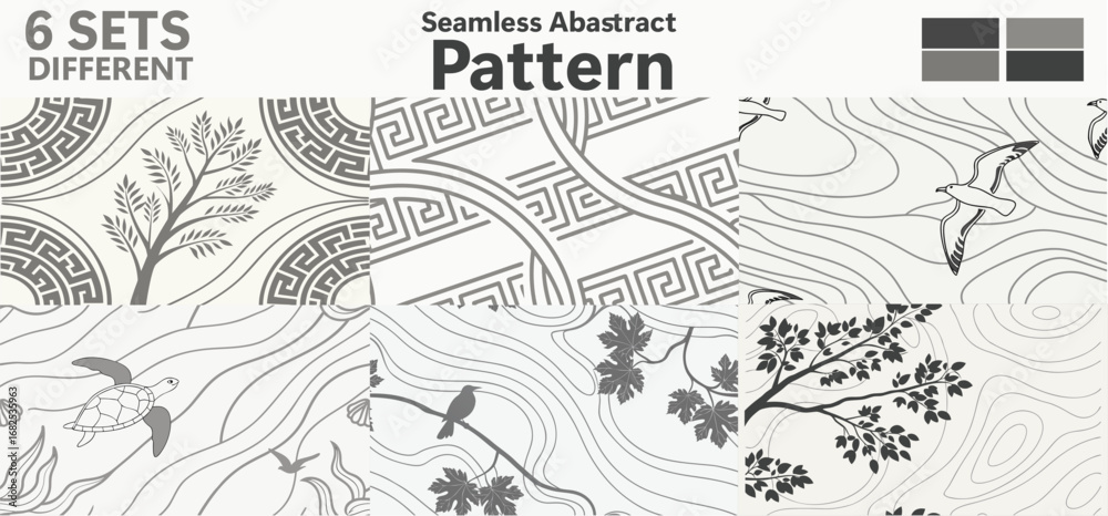 Fototapeta premium Modern Abstract Seamless Pattern Background, Geometric Abstract Repeat Pattern Design, Minimal Abstract Decorative Seamless Art