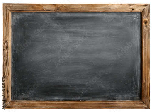 Aged wooden-framed chalkboard, blank and dusty