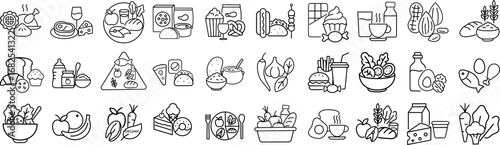 Food Nutrition Stroke Icon Collections. Containing Healthy Eating, Diet, Ingredients, Meals, and Snacks.