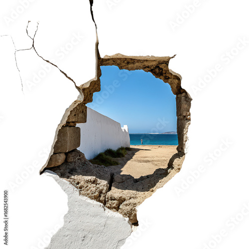 Hole breaking through white wall cut out png, wall destruction png, hole in wall png, breaking wall png transparent background image, white wall hole png, cut out wall png, cracked wall png render