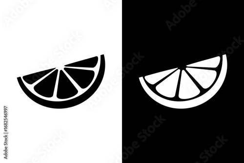 Lemon slice, Citrus slice Silhouette icon. Flat vector illustration design isolated on black and white background