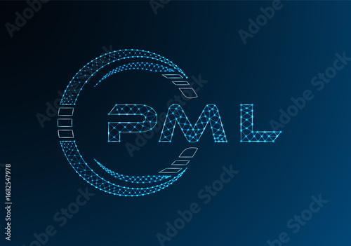 PML low poly letter logo vector design. PML lower poly logo design. Low poly logo.