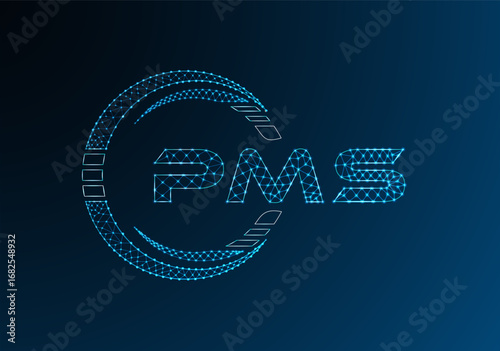PMS low poly letter logo vector design. PMS lower poly logo design. Low poly logo.