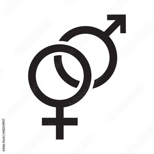 Black and white gender symbols, male and female, overlapping.