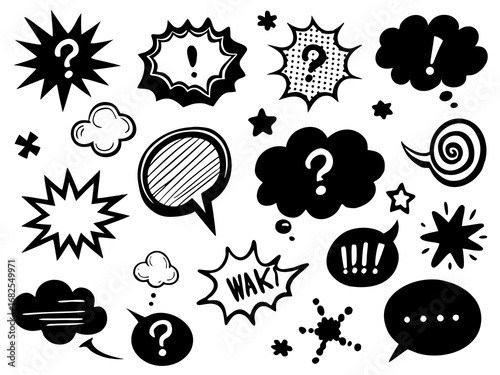 Black Comic Book Speech Bubbles and Sound Effects Collection cartoon dialogue