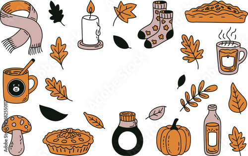 Autumn Vibes Cozy Fall Elements Illustration