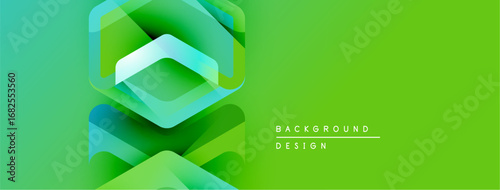 Abstract green layers create dynamic visual effect. Modern design suitable for backgrounds, presentations, branding. Smooth gradients enhance depth.
