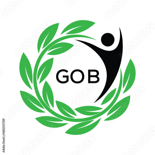 GOB Eco Logo Design. GOB Human Figure  design for entrepreneur and business. GOB best icon Symbol Branding.
