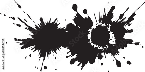 Black ink splatters and grunge stains on a texture background