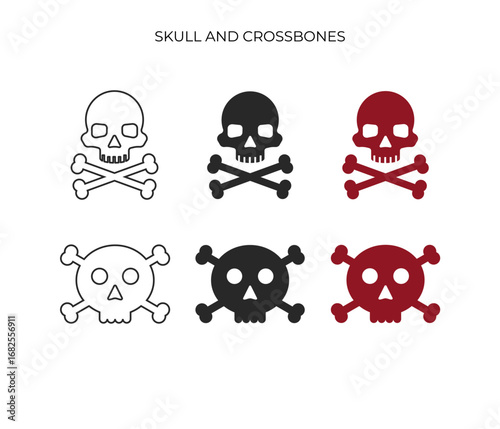A skull and crossbones symbol, typically representing poison, danger, or death.