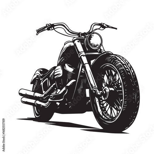 Vintage motorcycle silhouette vector illustration, classic bike design, retro motorbike, old-fashioned motorcycle, transport, vehicle, freedom, adventure, travel icon.