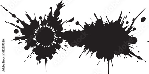 Black ink blots and grunge paint splatters vector design elements illustration