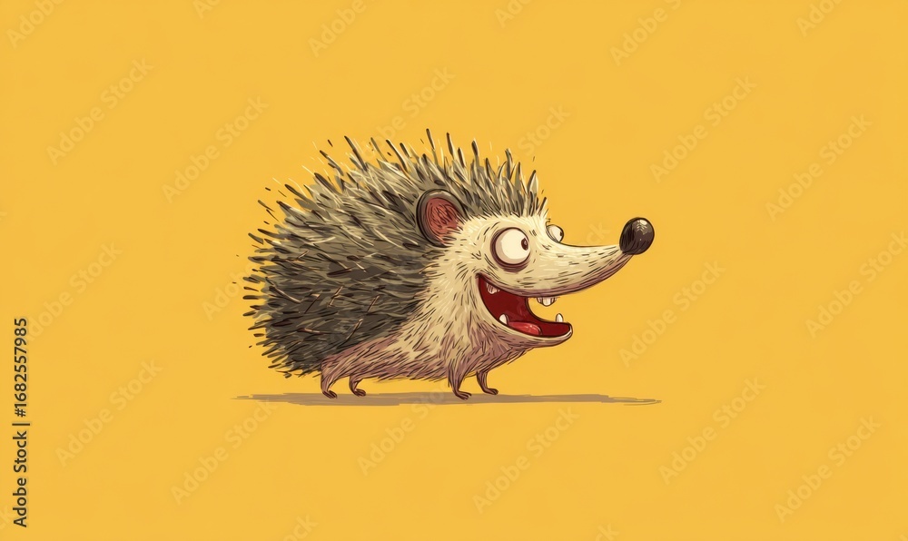 Obraz premium A cartoon hedgehog with a wide grin