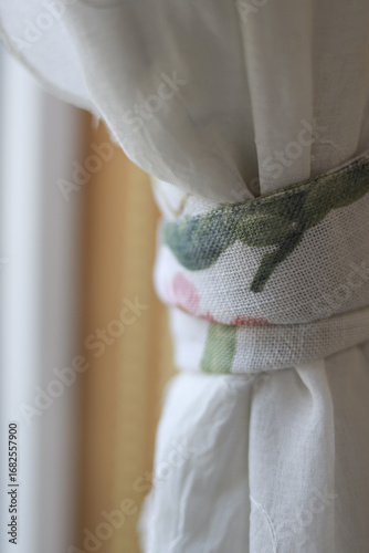 Part of a white linen curtain