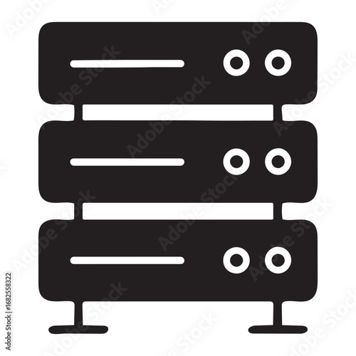 Server Silhouette Icon – Data Storage and IT Infrastructure Concept
