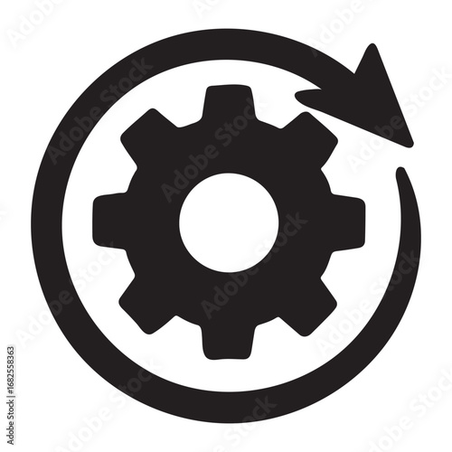 Process Silhouette Icon – Workflow, Business Operations, and System Concept