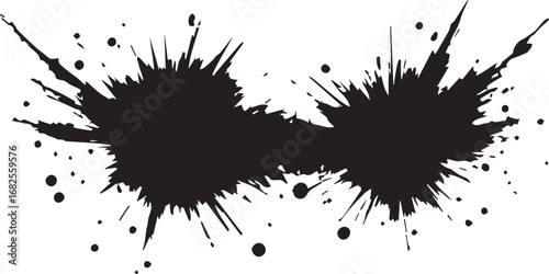 Black ink splatters and blots create a dirty