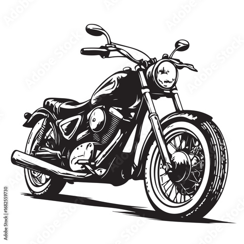 Vintage motorcycle silhouette vector illustration, classic bike design, retro motorbike, old-fashioned motorcycle, transport, vehicle, freedom, adventure, travel icon.