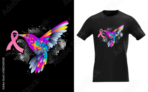Hummingbird Breast Cancer Awareness Month Pink Ribbon
