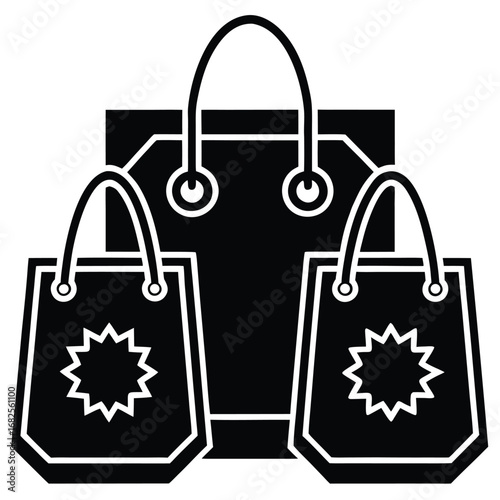 A stylish vector illustration of shopping bags with a modern design and a colorful pattern