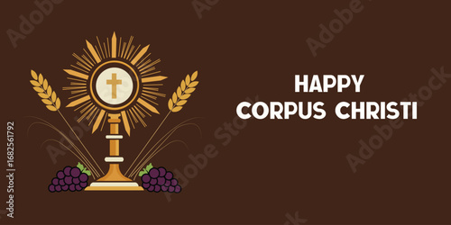 Happy Corpus Christi Religious Celebration Vector Illustration