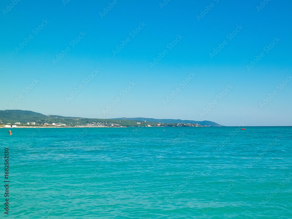 Fototapeta premium Blue water of Tyrrhenian sea in Vada, Tuscany, Italy.