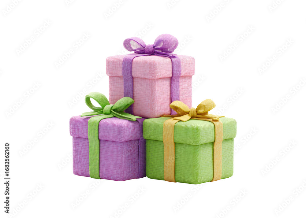Obraz premium Colorful Gift Boxes with Bows on Transparent Background for Celebrations
