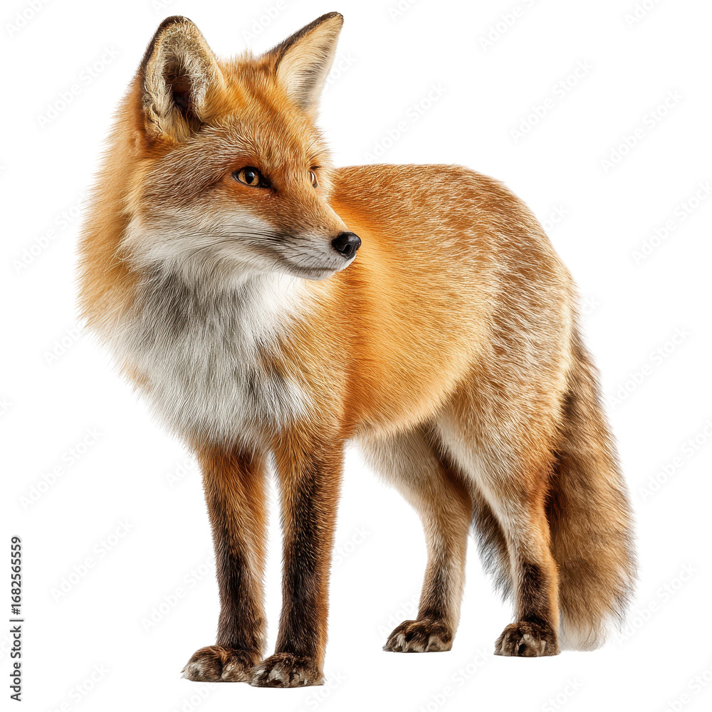 Fototapeta premium Red Fox Profile Wildlife Animal Portrait, isolated on a transparent background