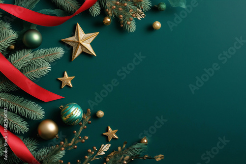 Hintergrund Weihnachten mit Sternen und Christnaumkugeln