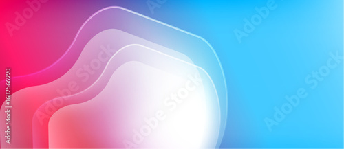 Abstract gradient background. Pink, purple, blue hues blend smoothly. Soft layers create luminous effect. Modern design element.