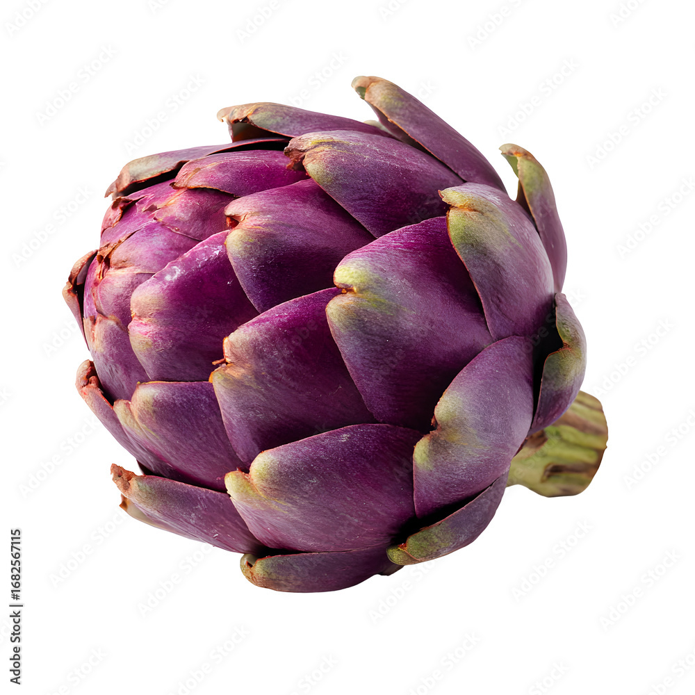 Obraz premium Captivating close-up of a fresh, vibrant purple artichoke against a dark background