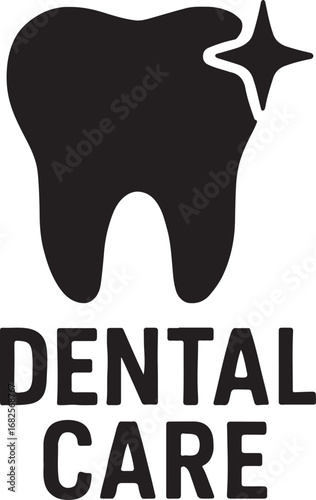 Silhouette vector of dental care icon, tooth health, oral hygiene, dentist symbol, medical.