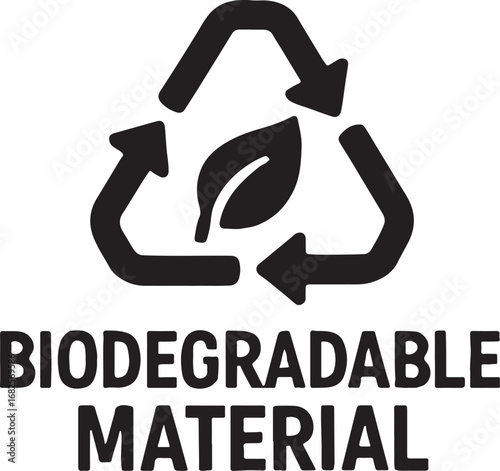 Silhouette vector of biodegradable material icon, eco-friendly, sustainable, natural product symbol.