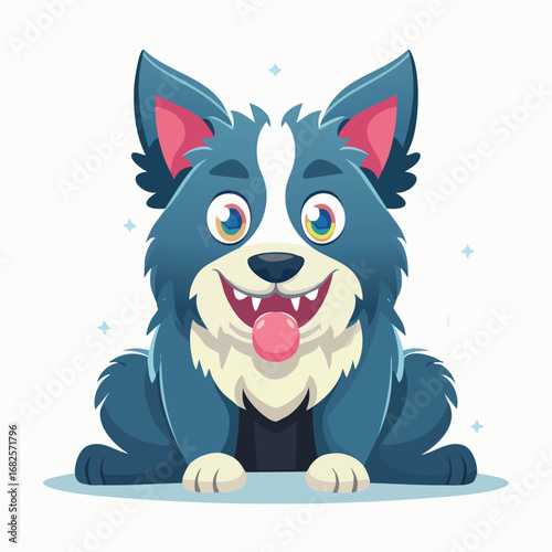 Border Collie Streamlined Vector Art with Flat Colors and Sharp Linework
