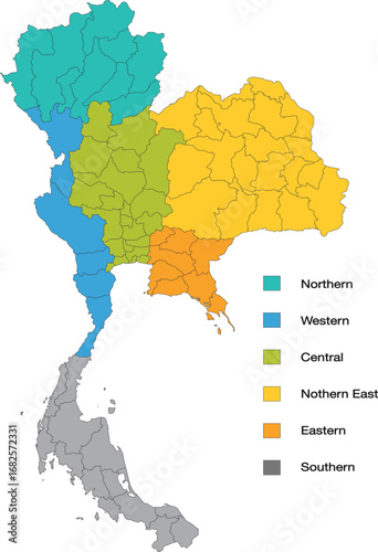 thailand map zone indicated