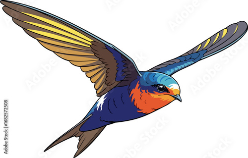 crimsonbreasted swallow in flight a symphony of colors, graceful wings, and effortless soaring, isolated on transparent background