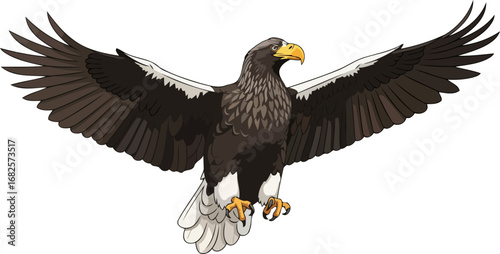 majestic stellers sea eagle in flight a symbol of power, freedom, and untamed wilderness, isolated on transparent background