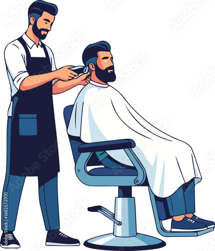 master barber giving a perfect haircut a modern gents grooming experience, isolated on transparent background