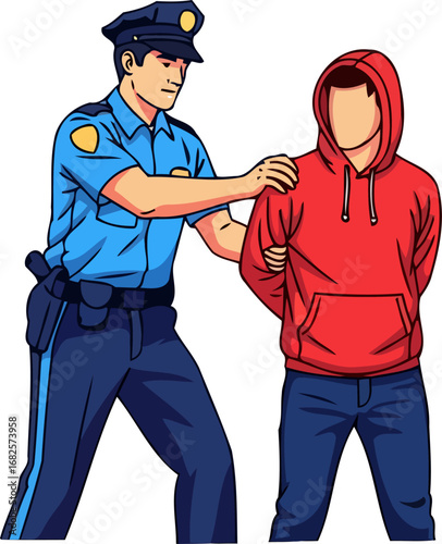 police officer making an arrest law enforcement and justice, isolated on transparent background